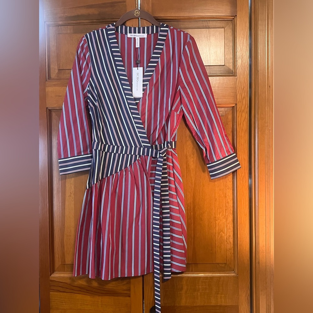 NWT BCBGeneration Red and Blue Asymmetrical Dress
